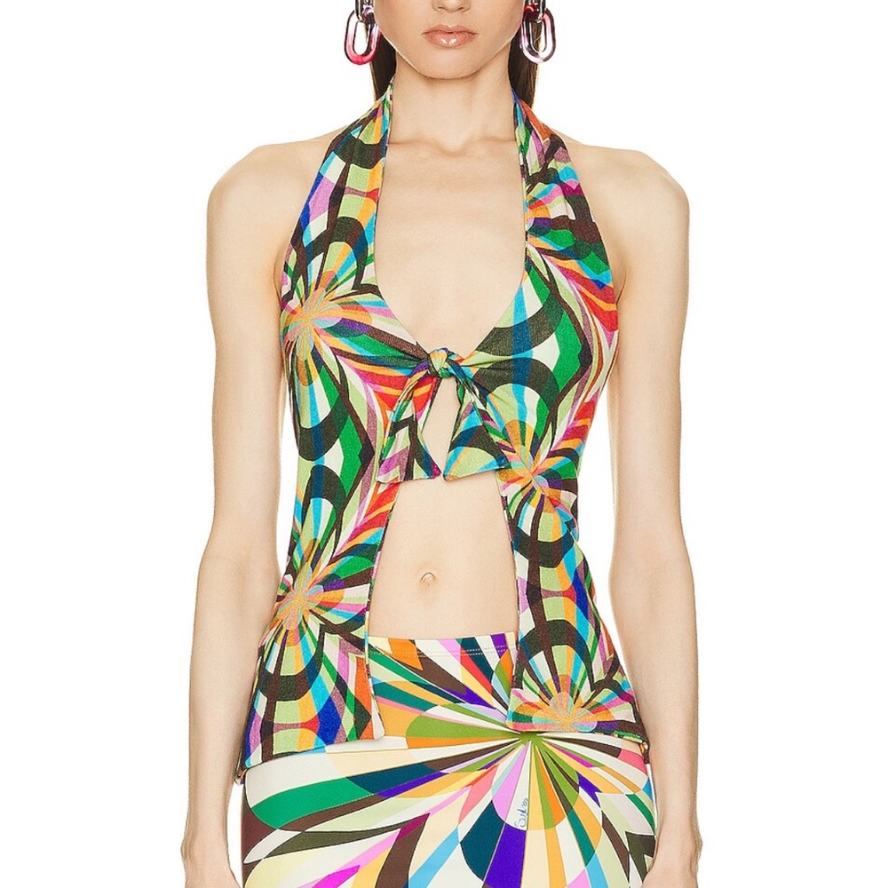 SIEDRES Tie Front Halter Top